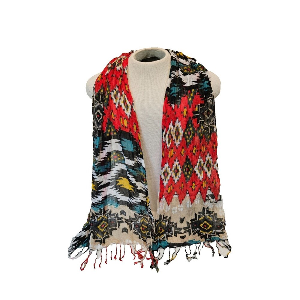 Poncho Gene Accessories Scarf Aztec Southwest Print Western Rodeo Cowgirl Fringe